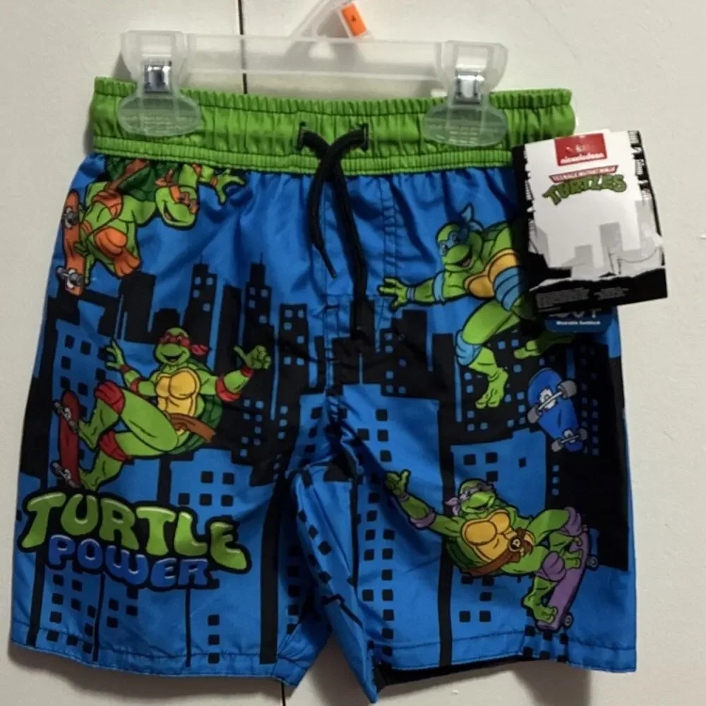 Teenage Mutant Ninja Turtles Swim Shorts Boys Size 4 Blue